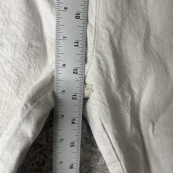 27 High Waisted Pants Womens 17 White Tapered Seam Front Double Button Zip Fly - Picture 4 of 10